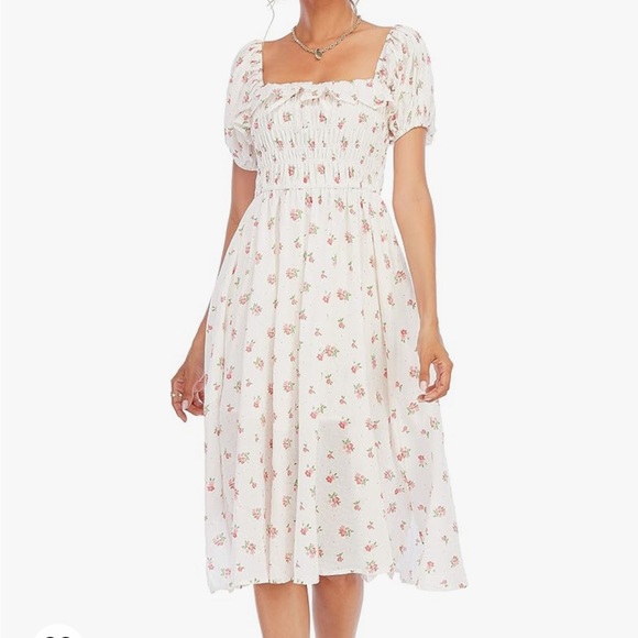 NWT R.Vivimos Summer Floral Print Puff Sleeves Vintage Ruffles Midi Dress size M - Picture 2 of 12